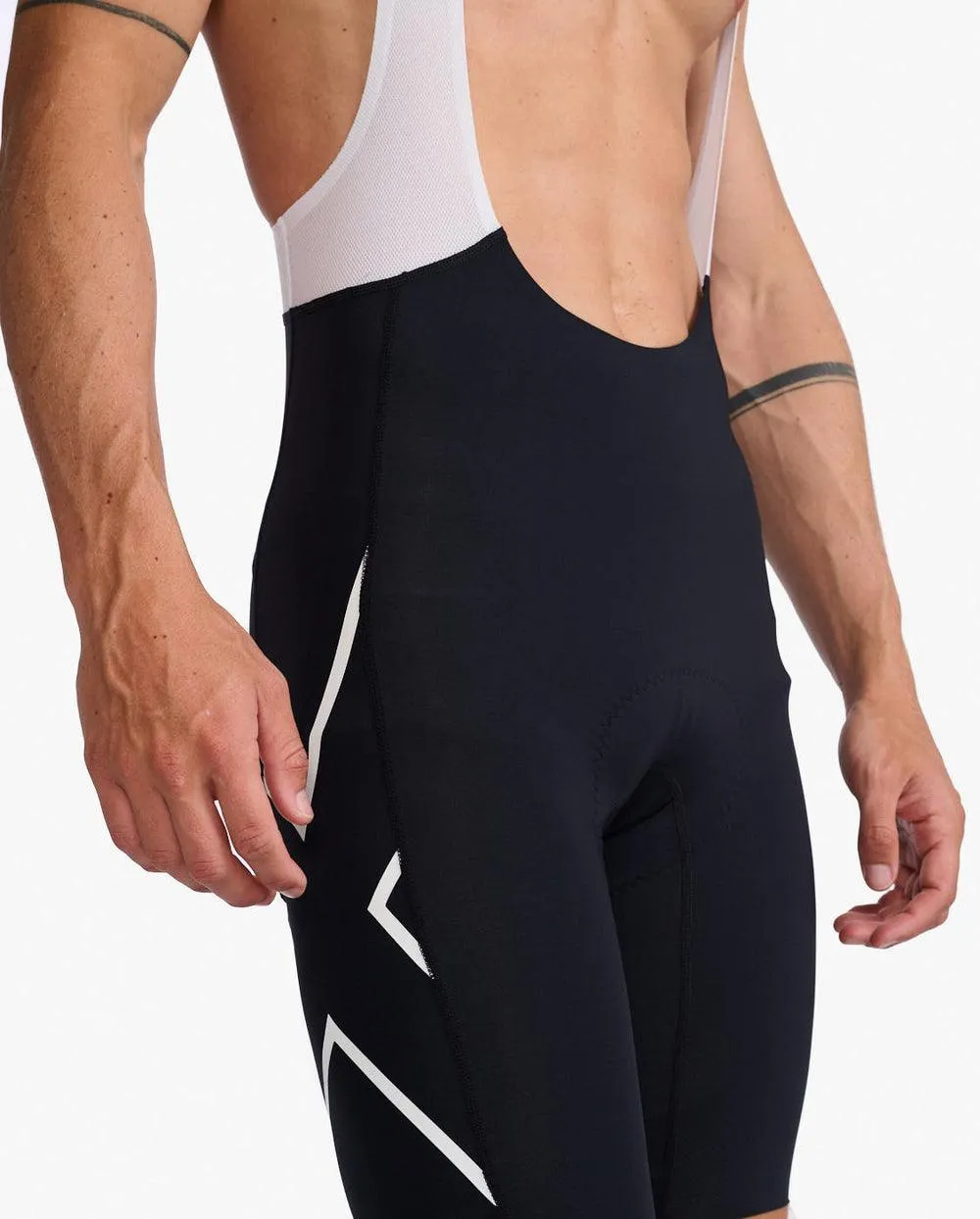 2XU Aero Mens Cycling Bibshorts (Black/White Reflective)