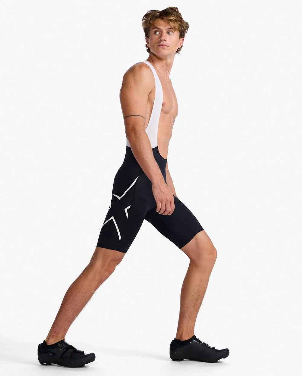 2XU Aero Mens Cycling Bibshorts (Black/White Reflective)