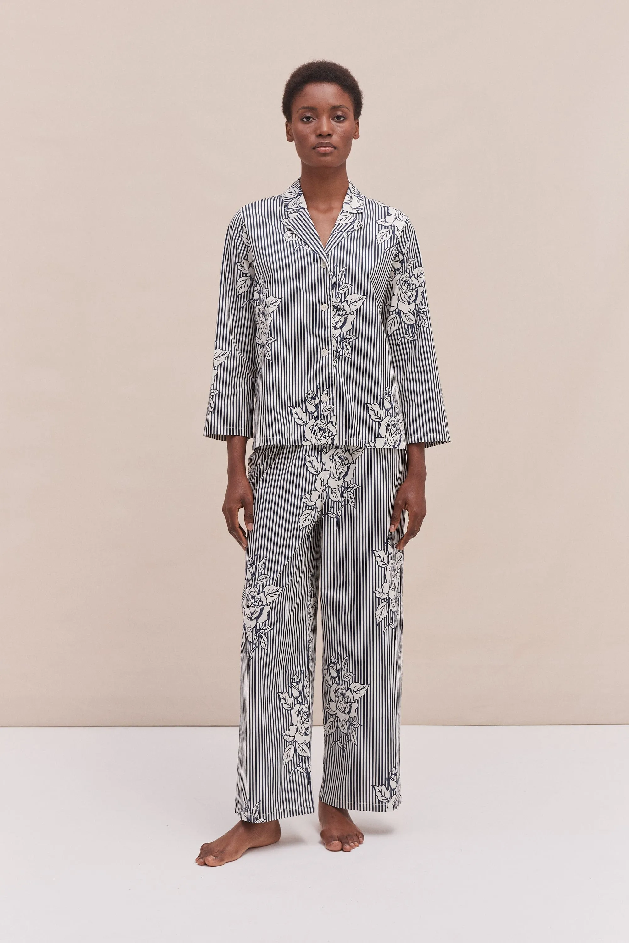 402 Trousers Pinstripe Rose Navy