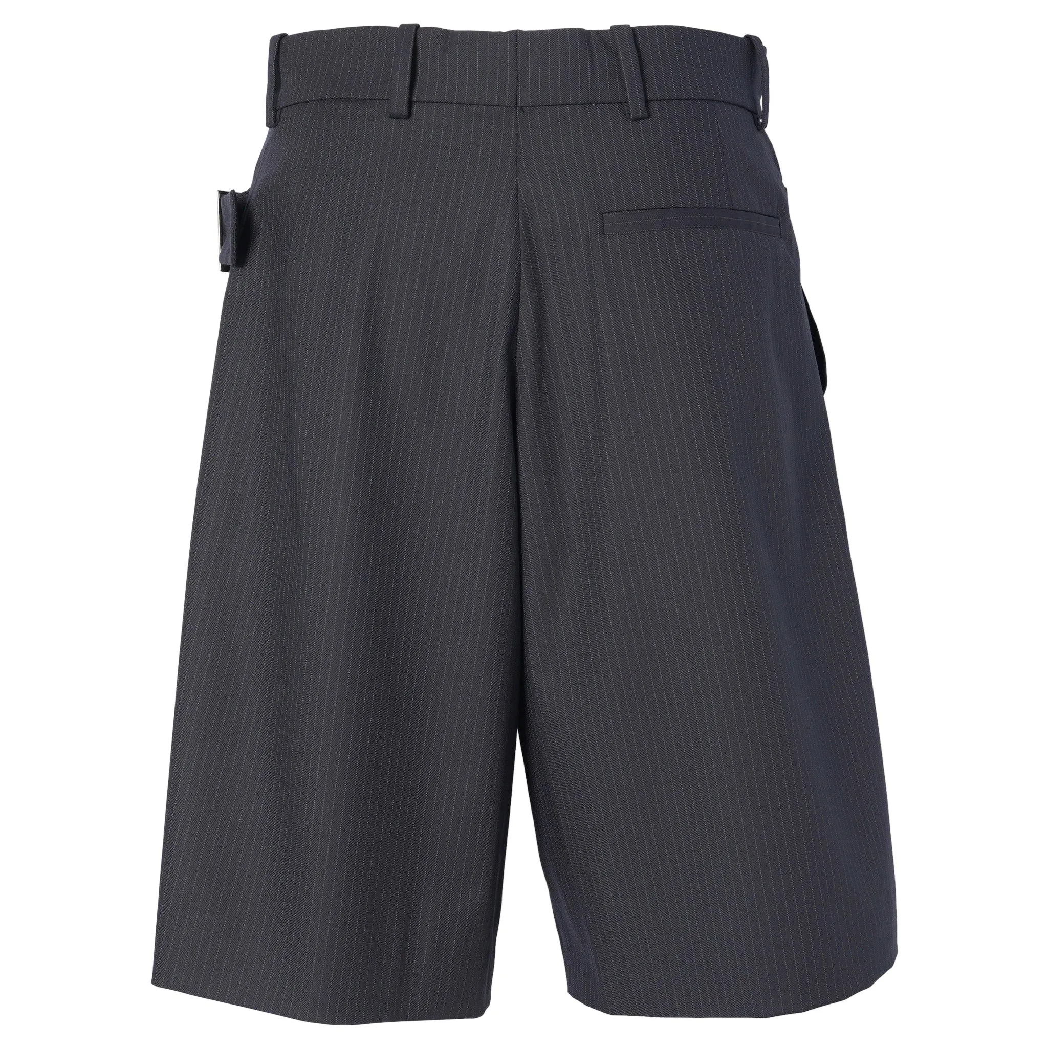 BELTED EDINBURGH SHORTS / NAVY PINSTRIPE
