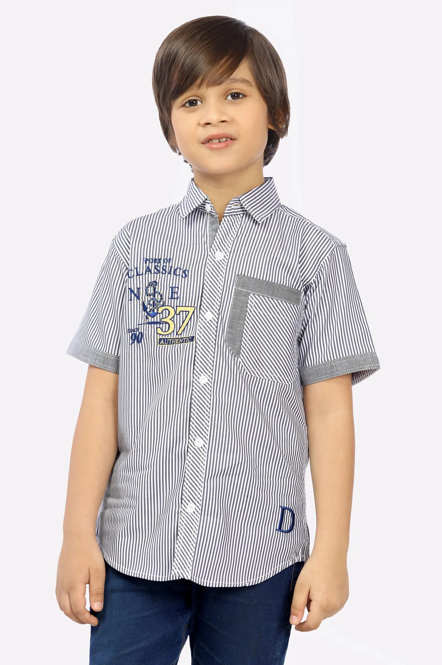 Black Pinstripe Casual Shirt