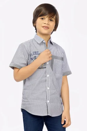 Black Pinstripe Casual Shirt