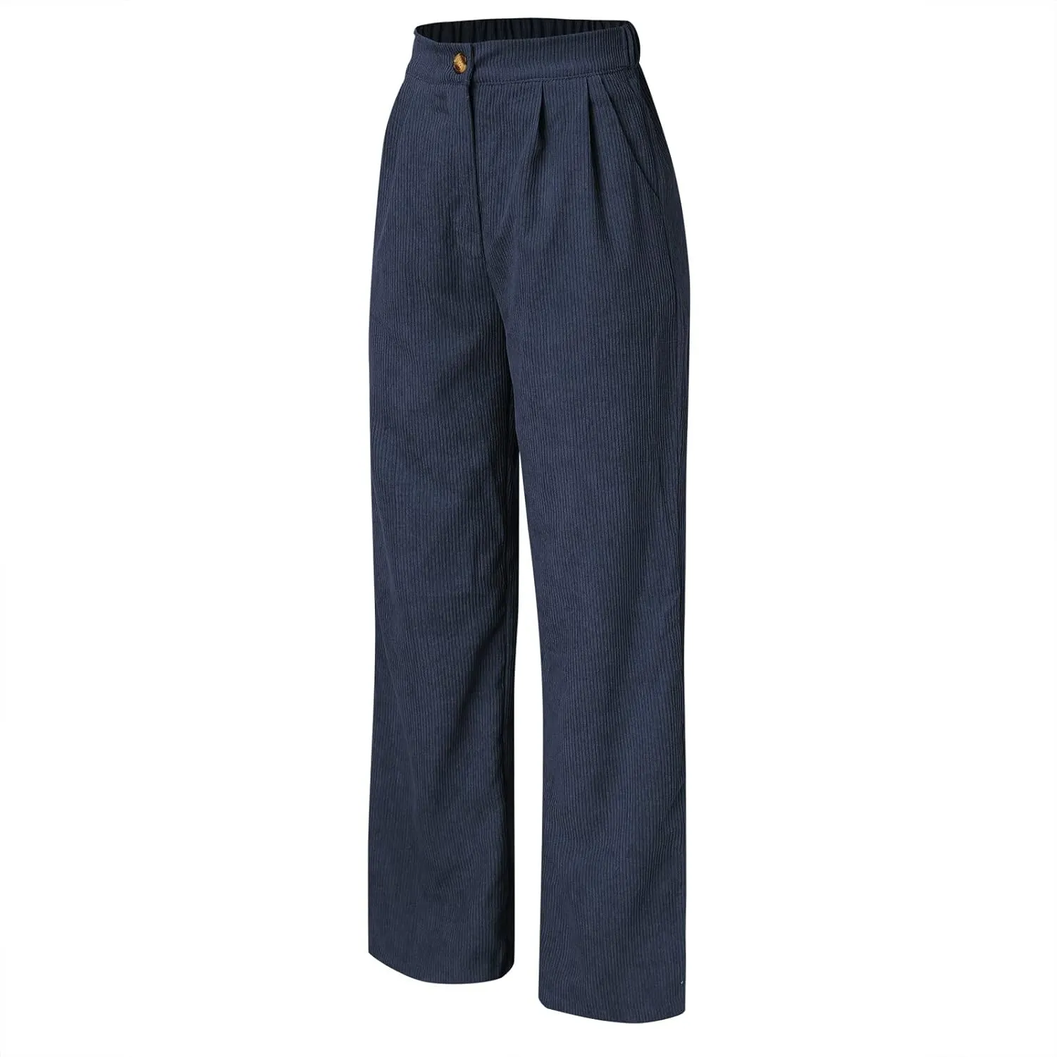 Casual Straight Pants for Women Solid Color Wide Leg Baggy Pant Loose Fit High Rise Elastic Waist Trouser with Pocket