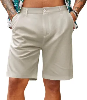 evzosrz Mens Stretch Flat Front Chino Shorts Casual Slim-Fit Breathable Short Pants Fashion Straight Solid Color Golf Shorts