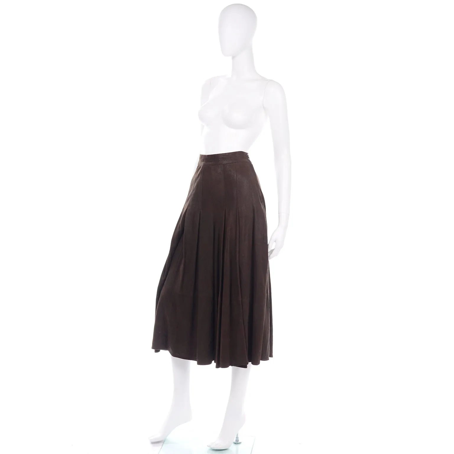 Krizia Brown Sheepskin Suede Wide Leg 1980's Vintage Culottes or Gauchos