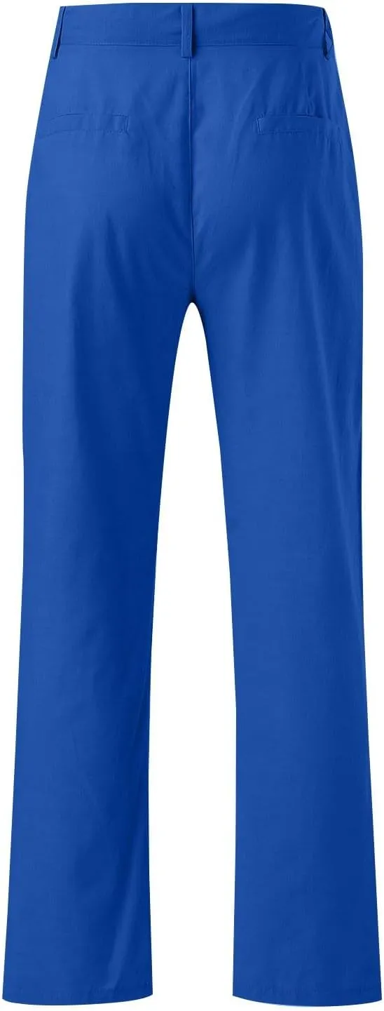 Linen Pants for Men Lightweight Beach Casual Yoga Pants Summer Vacation Hawaiian Slacks Plain Straight Leg Trousers