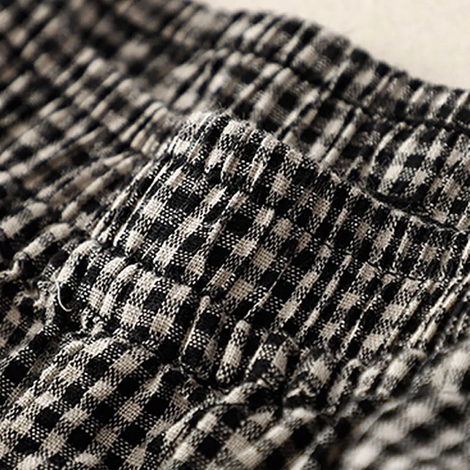 Linen Pants for Women Summer 2024 Plaid Casual Elastic High Waist Straight Leg Pants Loose Fit Trendy Beach Trousers