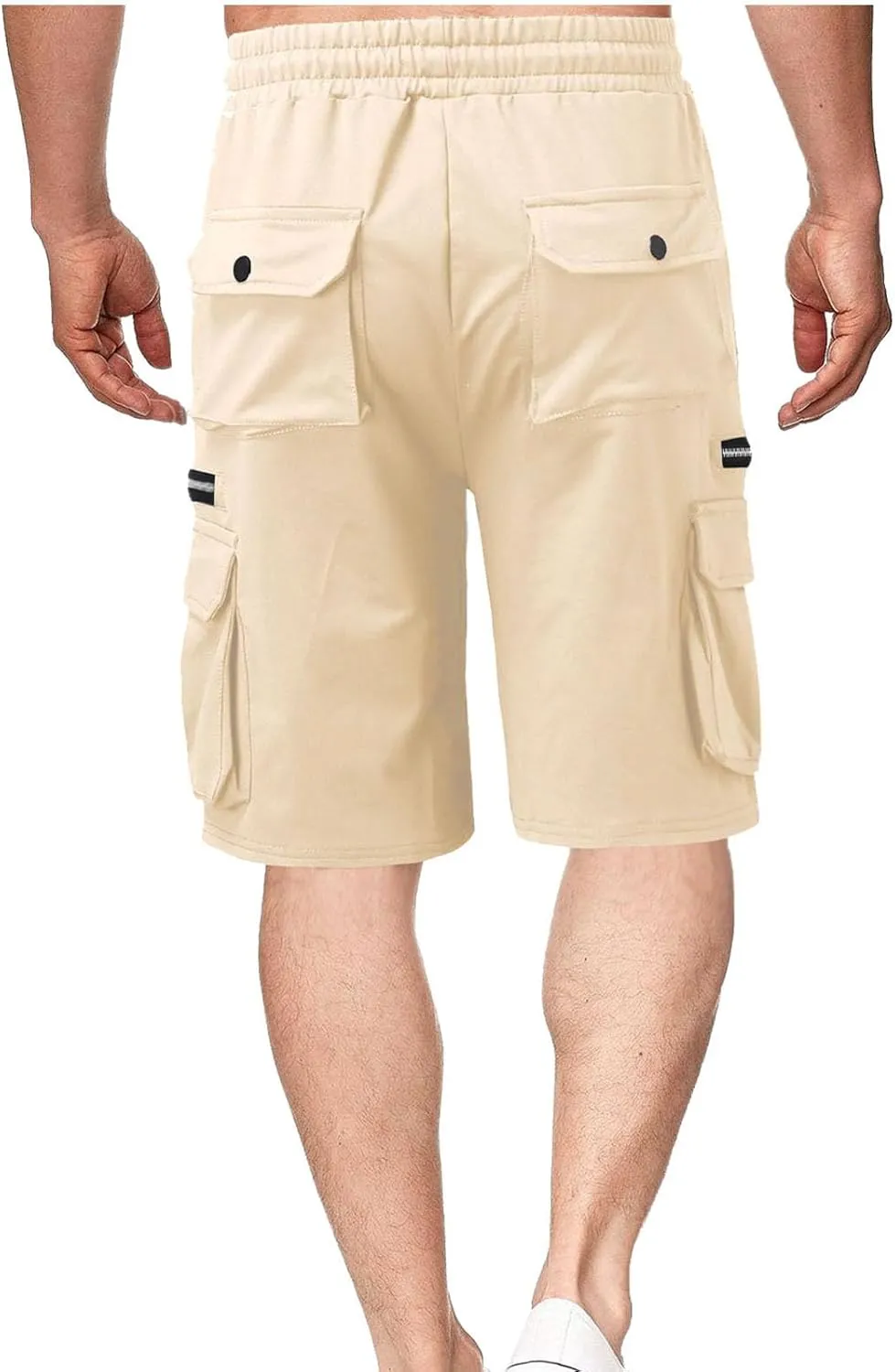 Men's Cargo Sweat Shorts Casual Drawstring Elastic Waist Loose Athletic Workout Gym Jogger Shorts with Multi Pockets