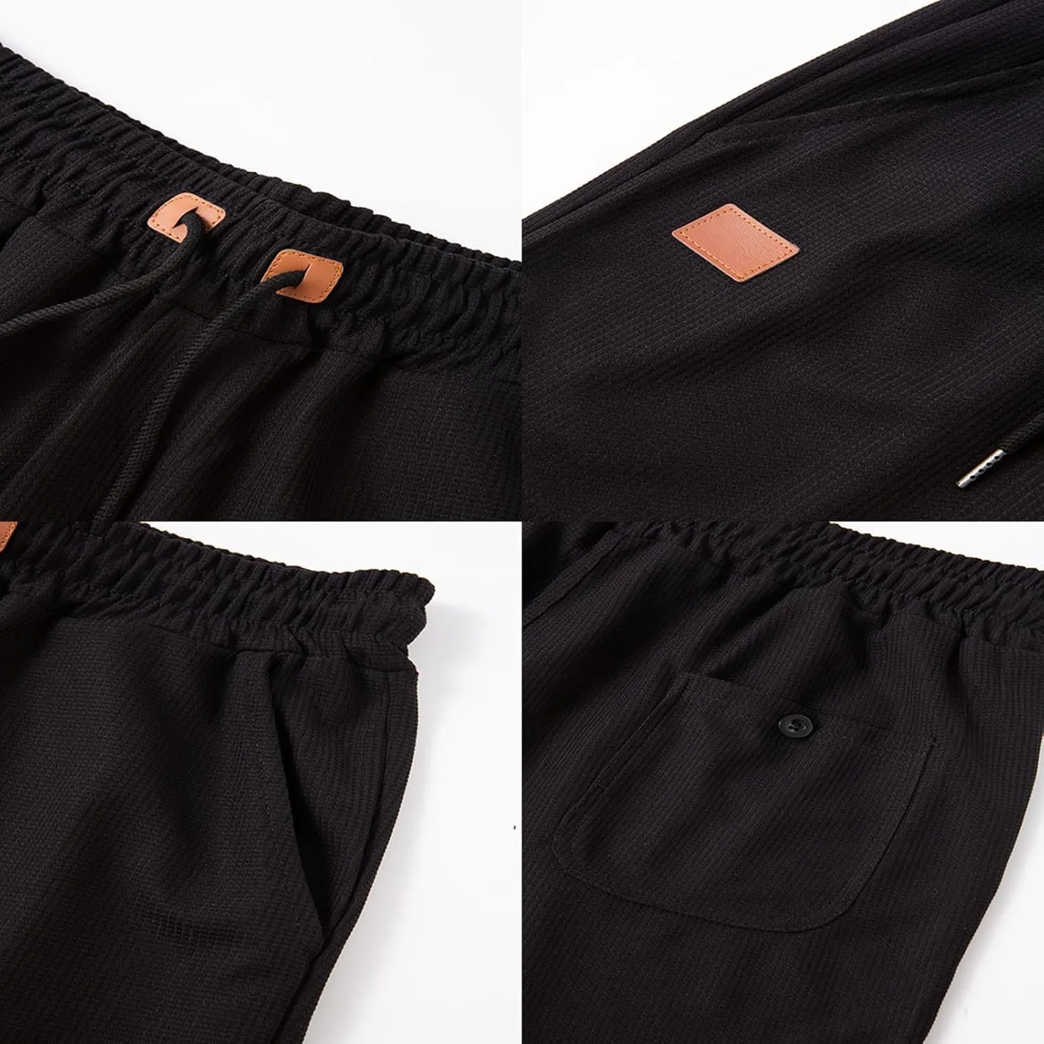 Mens Casual Shorts 5 Inch Inseam Waffle Lightweight Drawstring Elastic Waist Flat Front Chino Golf Shorts with Pockets