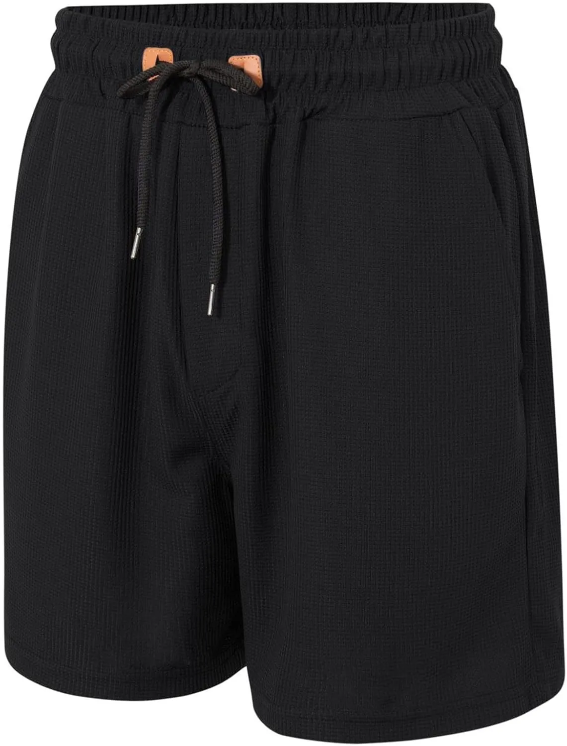 Mens Casual Shorts 5 Inch Inseam Waffle Lightweight Drawstring Elastic Waist Flat Front Chino Golf Shorts with Pockets
