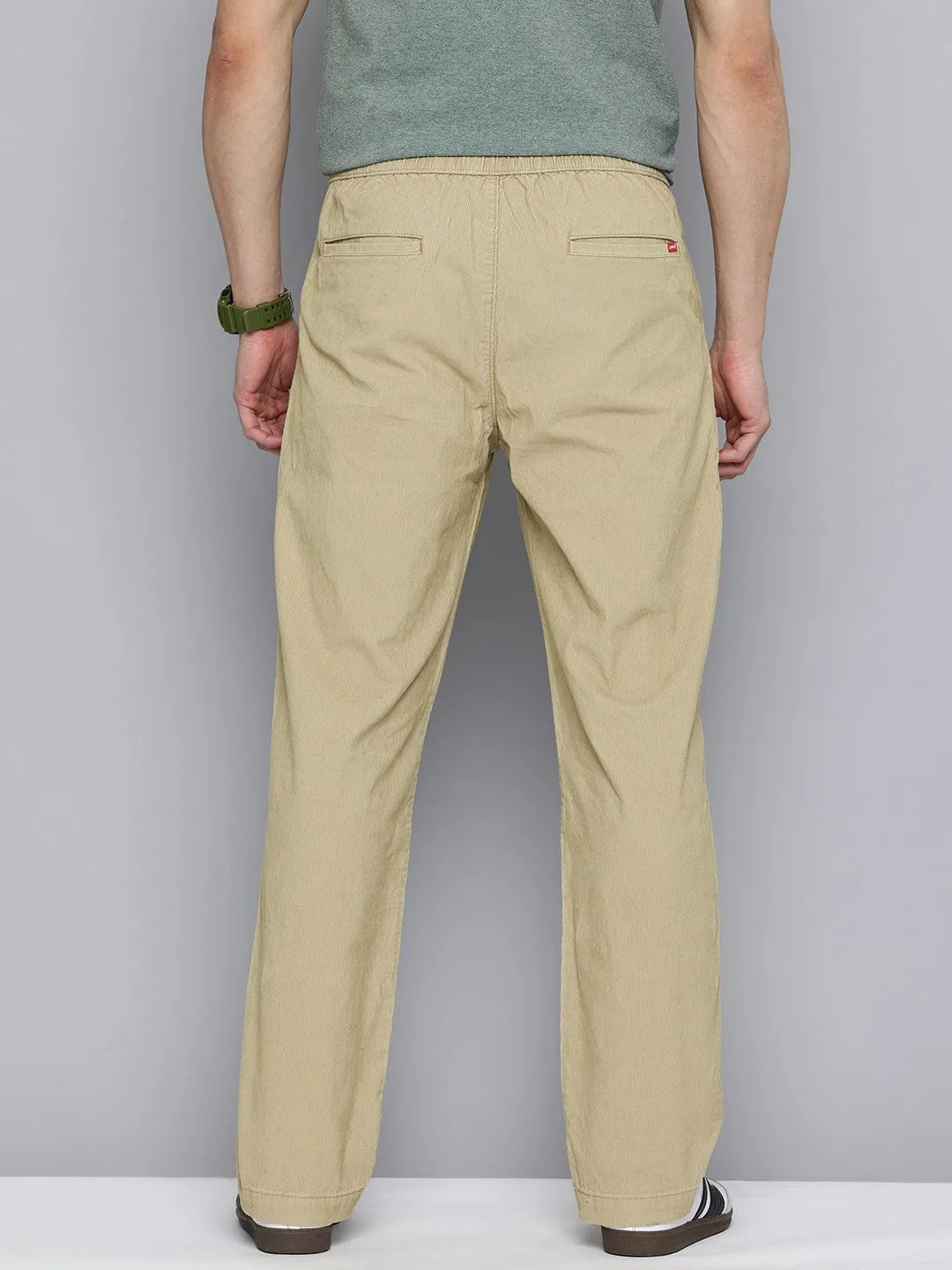 Men's Khaki Regular Fit Trousers