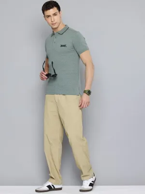 Men's Khaki Regular Fit Trousers