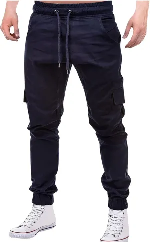 Men's Plus Size Pants Overalls Drawstring Multi Pocket Casual Pants Hiking Pants Cotton Twill Pants Hiking