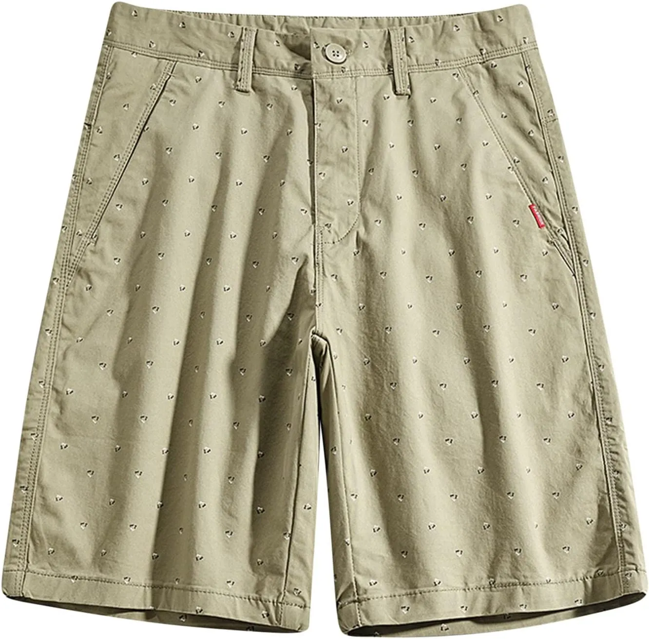 Muscularfit Men's Trendy Print Shorts Button Elastic Waist Cotton Graphic Shorts Loose Outdoor Summer Short with Pocket