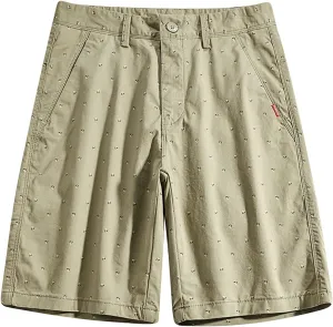 Muscularfit Men's Trendy Print Shorts Button Elastic Waist Cotton Graphic Shorts Loose Outdoor Summer Short with Pocket