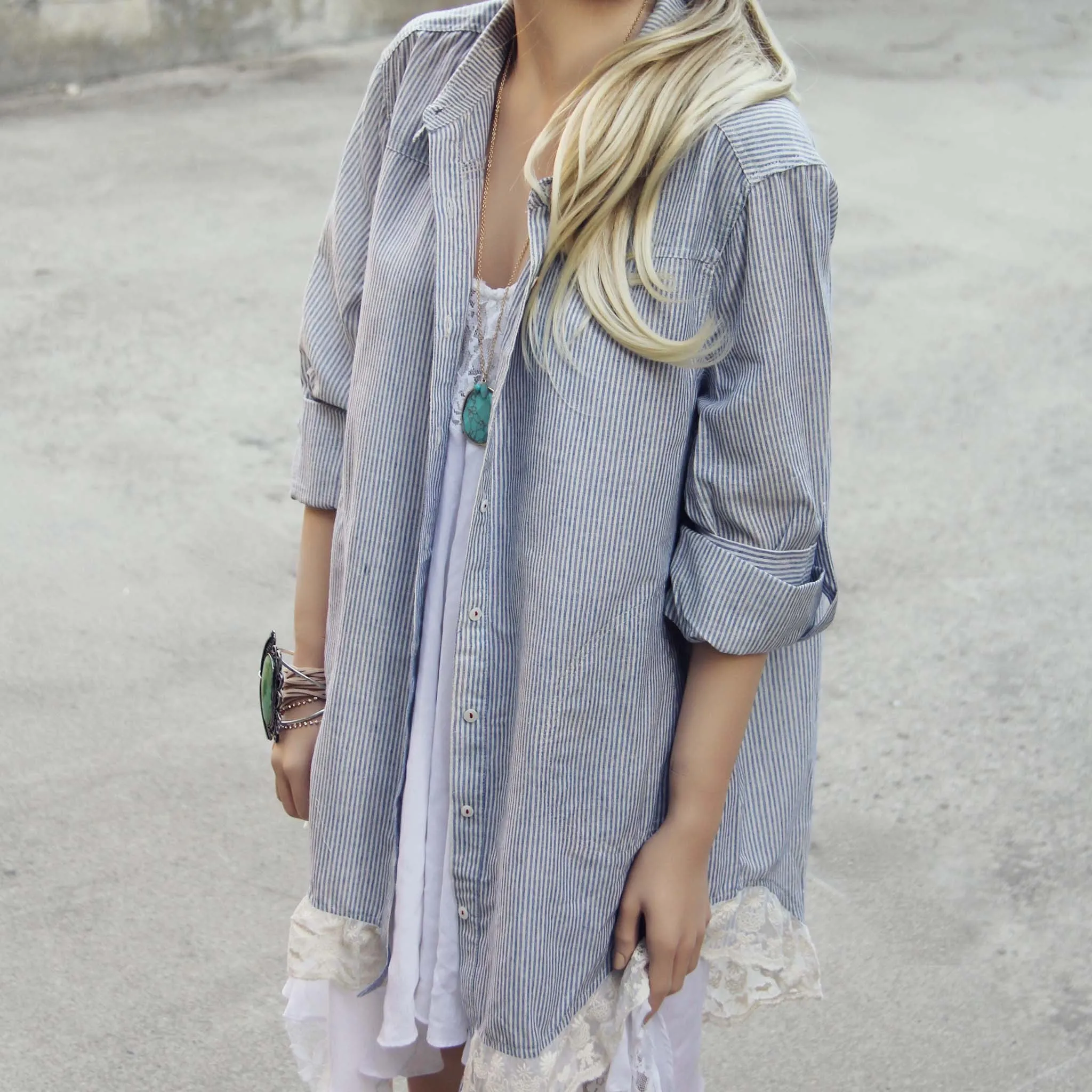 Pinstripe Boyfriend Shirt Dress