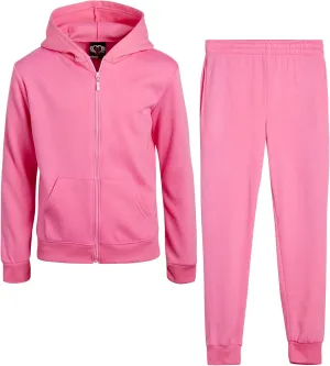 Real Love Girls' Jogger Set - 2 Piece Basic Fleece Solid Full Zip Hoodie and Sweatpants (Size: 7-16)