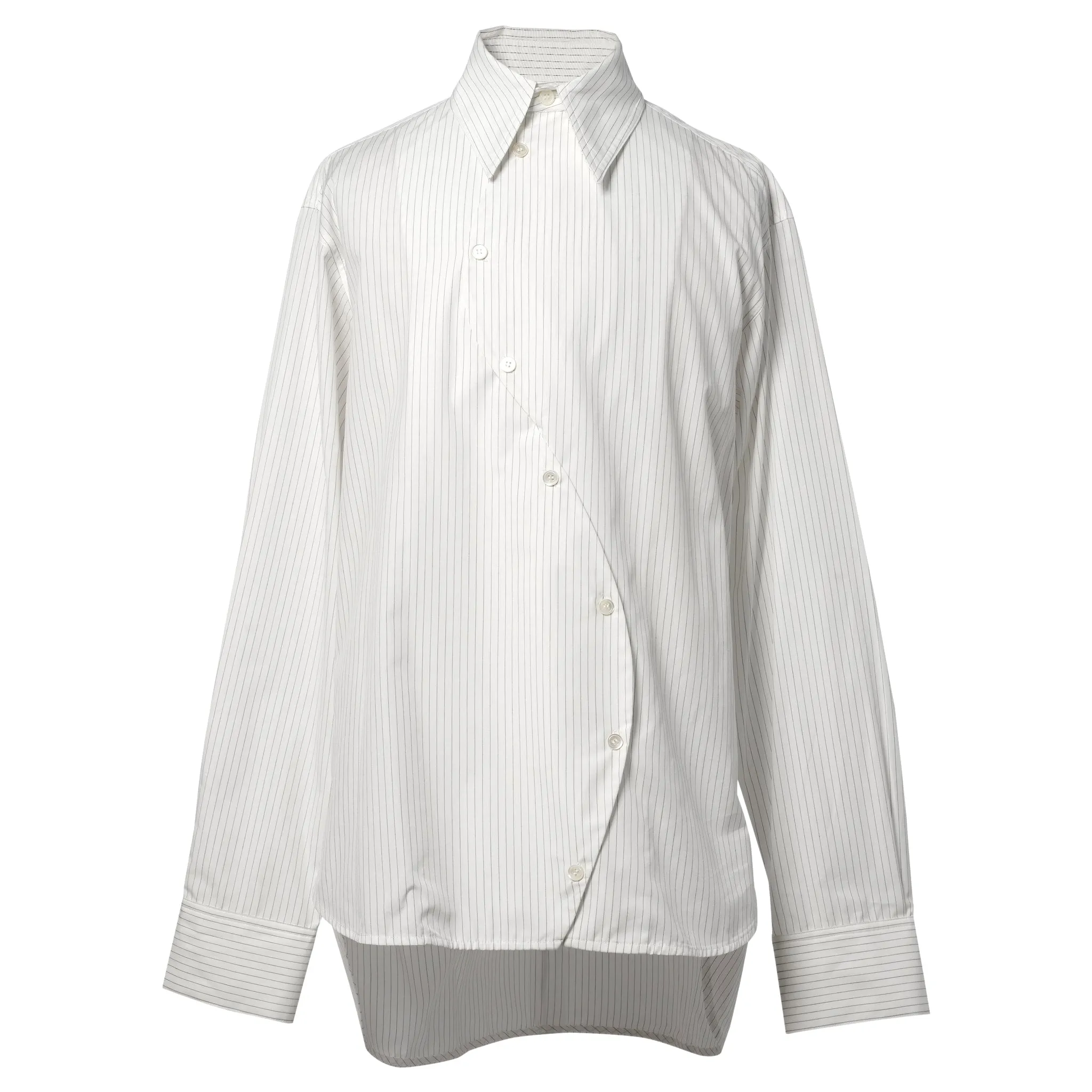 S-CURVE SHIRT / WHITE PINSTRIPE