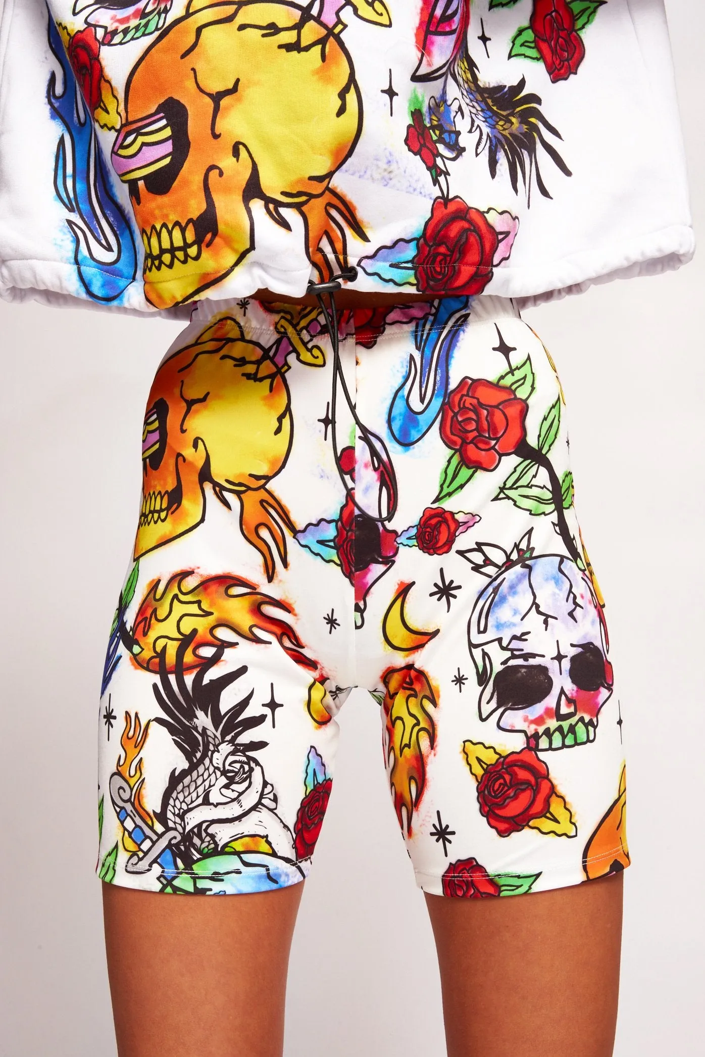 Skull Print Cycling Shorts
