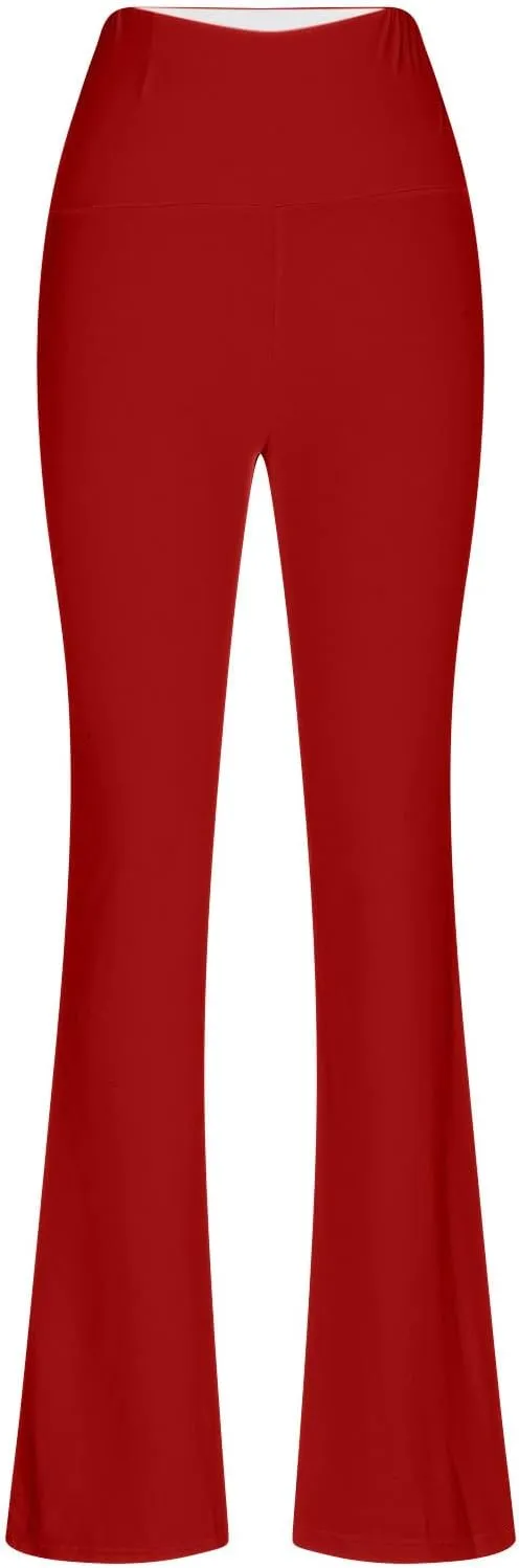 Stretch High Waist Leggings for Women Regular Fitted Solid Flared Pants Active Workout Yoga Pants Seamless Trousers