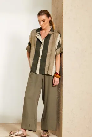 Wide Leg Crop Pant - Army