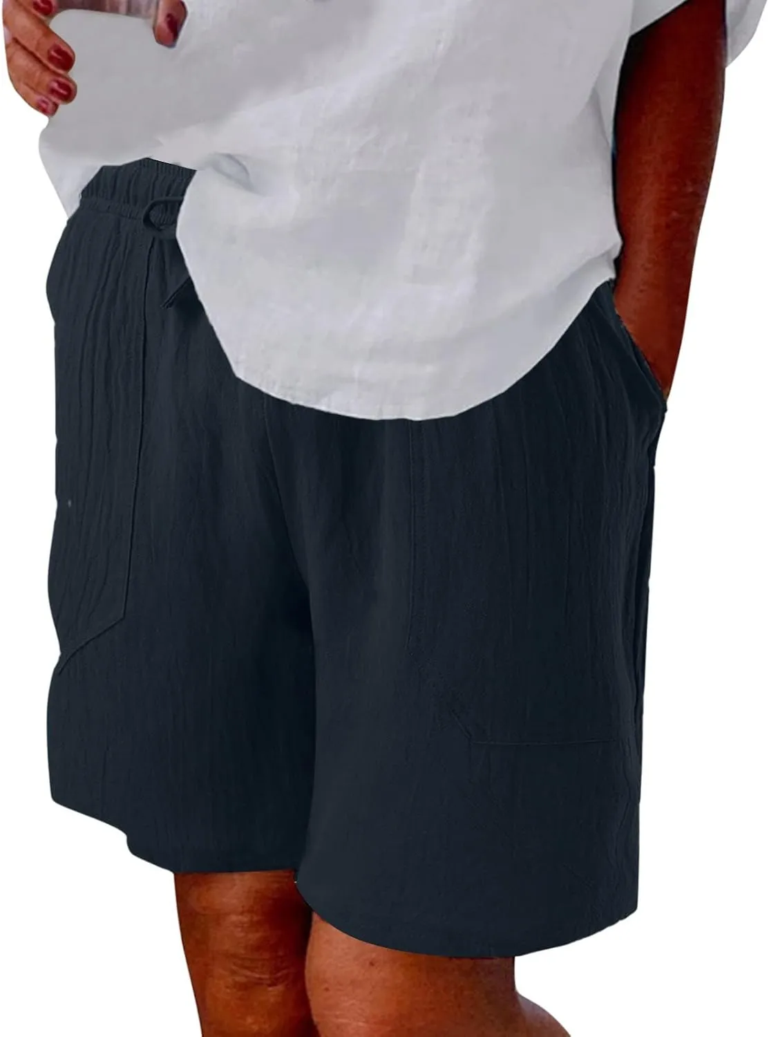 Womens 2024 Casual Shorts Drawstring Comfy Elastic Waist Shorts Quick Dry Athletic Summer Pull On Short Pants with Pockets