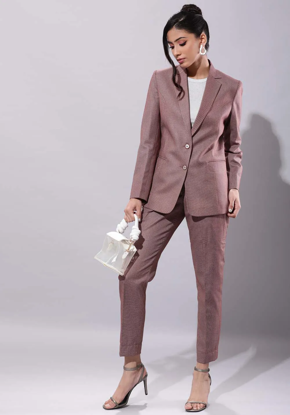 Women's  burgundy classic business suit - Trouser