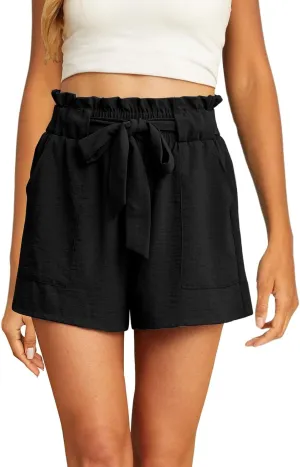 Womens Linen Shorts High Waisted 2025 Summer Beach Resort Wear Drawstring Elastic High Waist Dressy Casual with Pockets