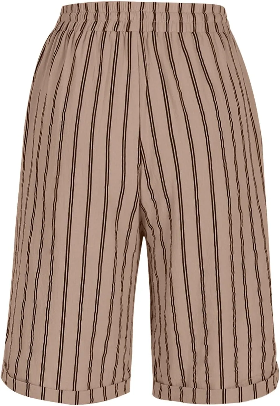 Womens Linen Wide Leg Pants Loose High Waisted Drawstring Baggy Beach Trousers Casual Bermuda Shorts with Pockets