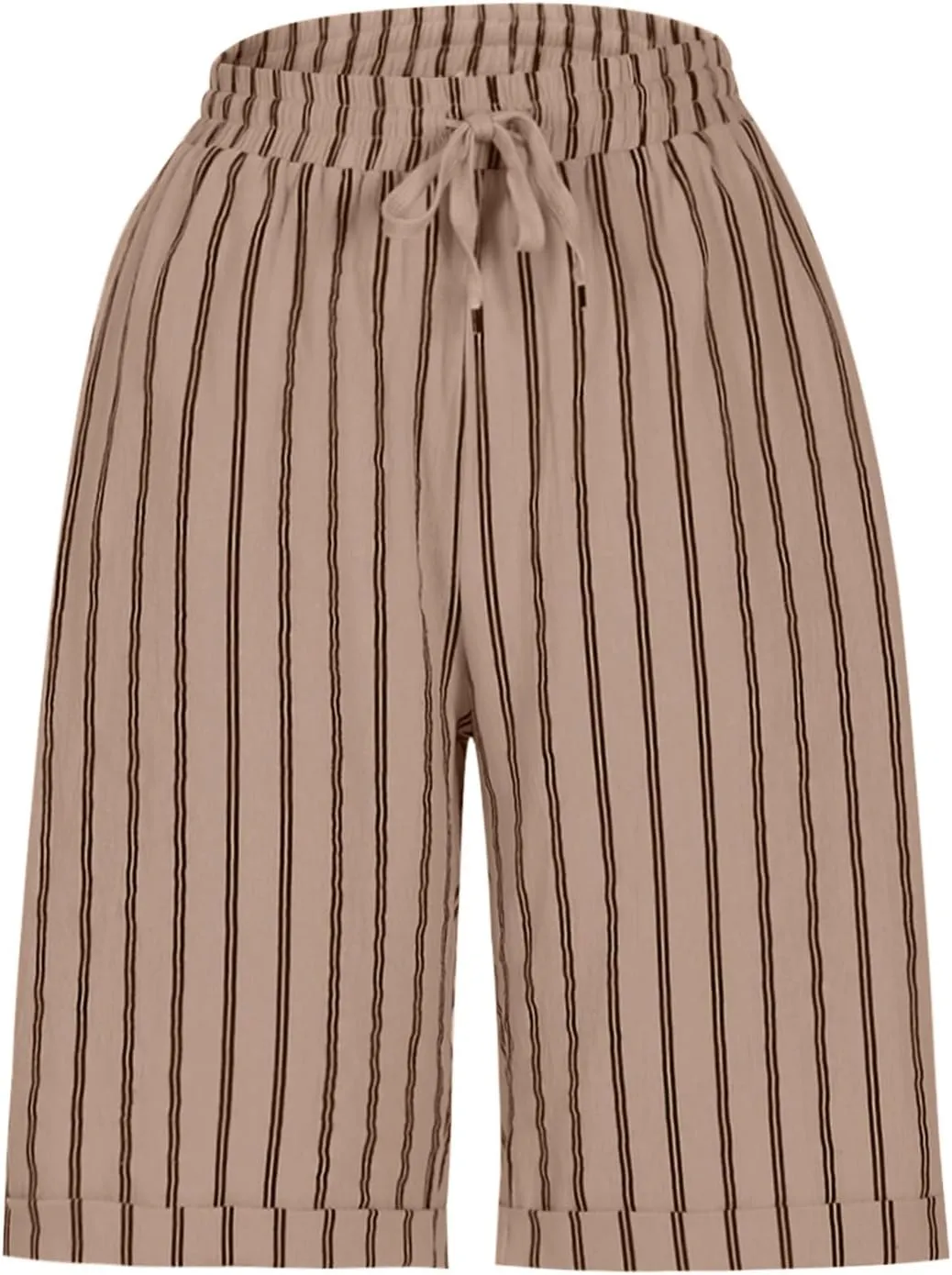 Womens Linen Wide Leg Pants Loose High Waisted Drawstring Baggy Beach Trousers Casual Bermuda Shorts with Pockets