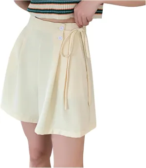 Womens Workout Shorts Dressy Casual High Waisted Wide Leg Loose Short Pants Side Drawstring Beach Shorts with Pockets