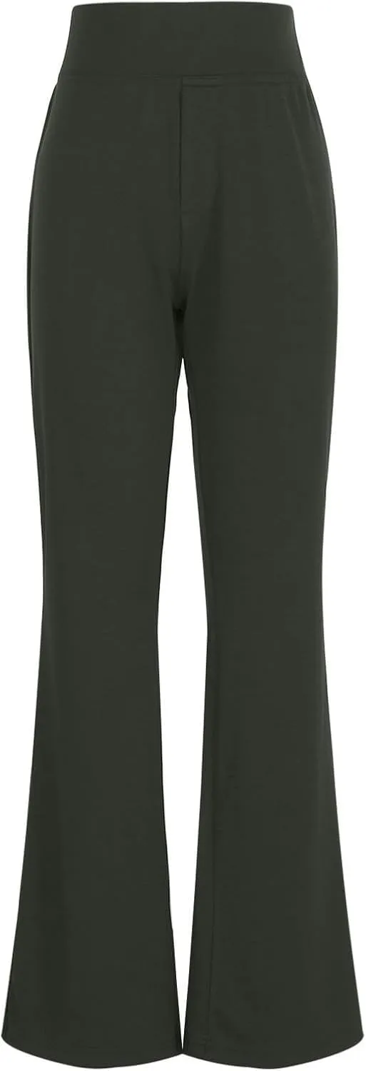 Yoga Dress Pants for Women Bootcut High Waisted Work Pants Stretchy Trousers Pull On Office Slacks with Back Pockets