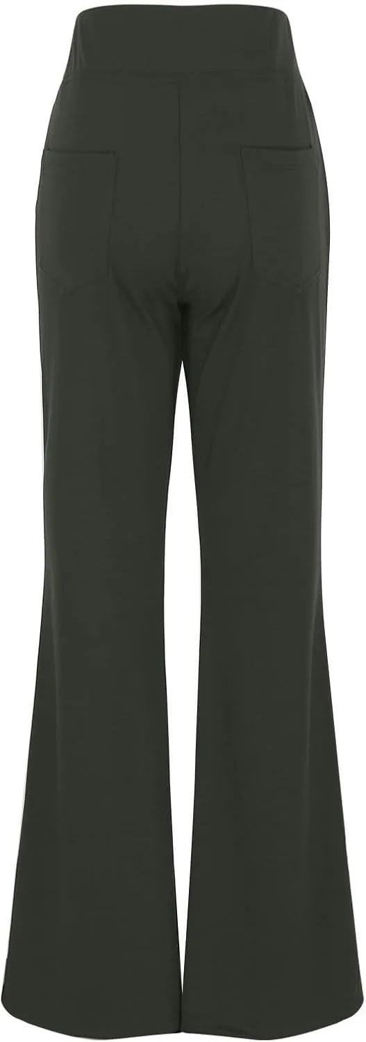 Yoga Dress Pants for Women Bootcut High Waisted Work Pants Stretchy Trousers Pull On Office Slacks with Back Pockets