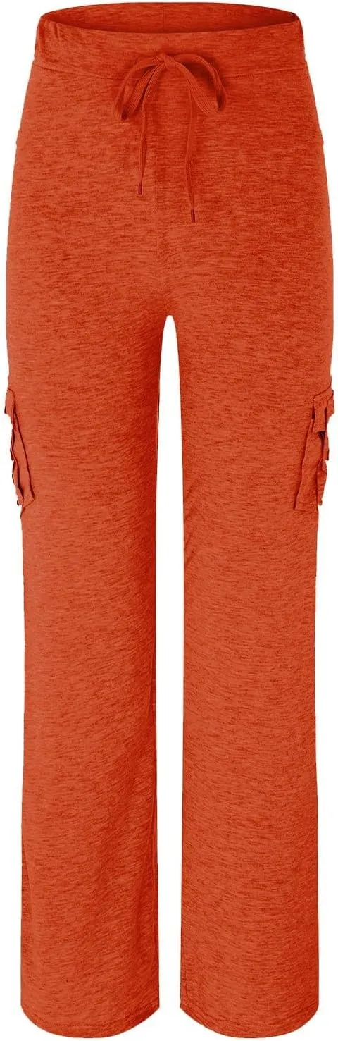 Yoga Flare Leggings for Women High Waisted Workout Cargo Pants with Pockets Maternity Sweatpants Joggers