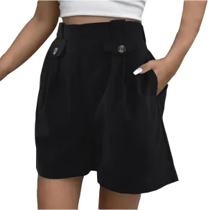 ZDRZK Comfy Shorts for Women Office Formal High Waist Bermuda Shorts Elagant Casual Work Trouser Shorts with Pockets
